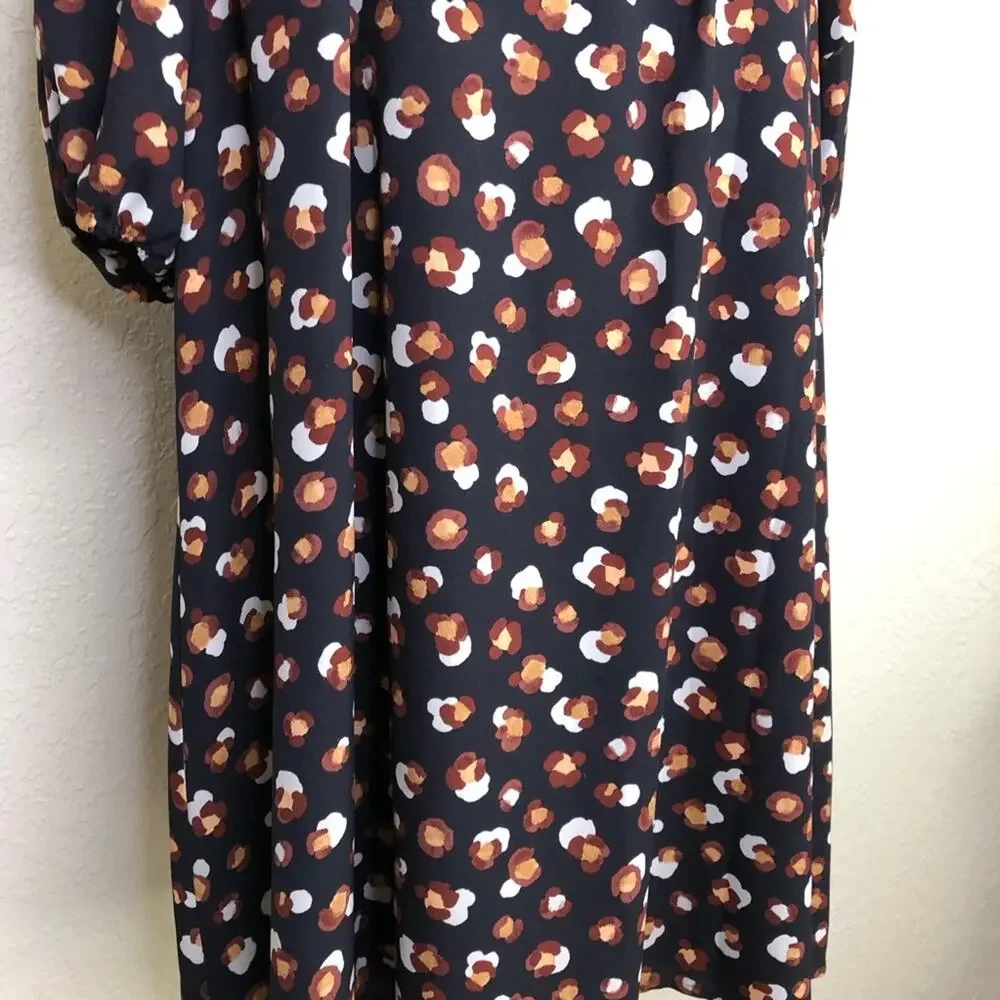 Ann Taylor navy blue red gold white shift dress size Medium